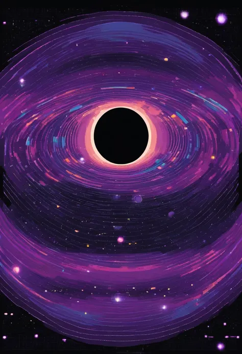 black hole, purple accretion disk, in the middle of space