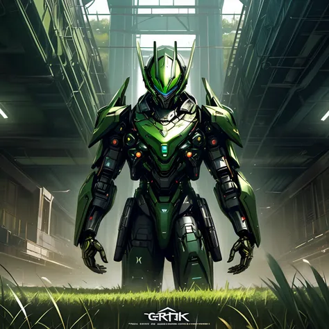 Dark_Fantasy、cyberpunked、(top-quality、​masterpiece)、(green grass:1.1)、1man、Mechanical Marvel、Robot Presence、Cybernetics Guardian、Cybernetic jacket、Villa Meadow