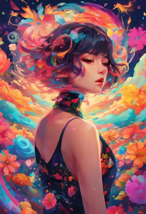 ((top-quality, 8K)), (Realistic), (Face Focus: 1.1), (Black: 1.3), Kawaii Girl, short-hair, 
Hair fluttering in the wind, Facing to the side, Look up at your face, Eyes closed, (Sleeveless: 1.1)、Skirt, D Cup Breasts,Countless petals are falling