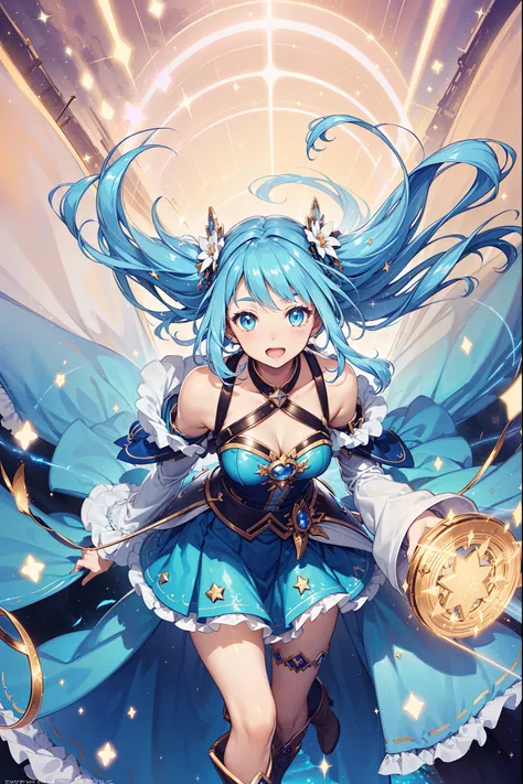 ((magical little girl)), ((Gorgeous starry sky background)), ((Ultra-detailed)), ((Best Illustration)), ((Cinematic lighting)), Dynamic Angle, Floating, finely detailed,(Transparent outer skirt and streamers:1.1), (glitters:1.2), (Sparkle:1.2), (Shine:1.2)...