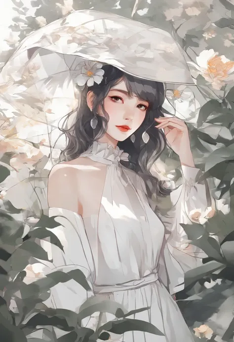 anime girl in a white dress holding a flower in a garden, beautiful anime artwork, beautiful anime art, guweiz on pixiv artstation, guweiz on artstation pixiv, beautiful anime, by Yang J, a beautiful artwork illustration, beautiful anime portrait, artwork ...