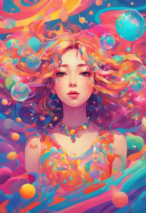 ((top-quality, 8K)), (Realistic), (Face Focus: 1.1), Kawaii Girl, Hair fluttering in the wind, Look up with your face facing the sky、Eyes closed, (nudde: 1.3)、D Cup Breasts、Countless rains、Countless soap bubbles、Hands are touching the cheeks