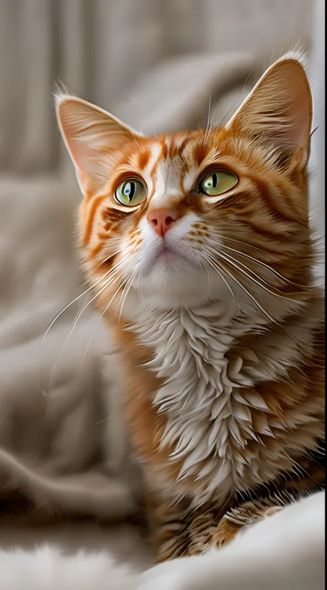 A cat lying on a blanket in bed