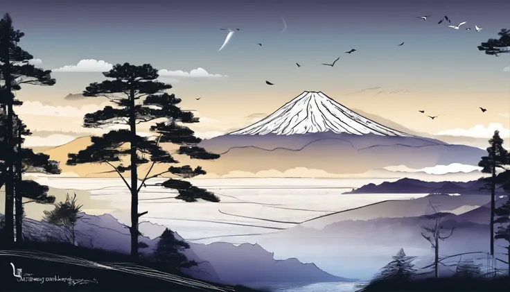 Mt fuji、morning glow、grand、Dynamic landscapes、midwinter、a picture、realisitic