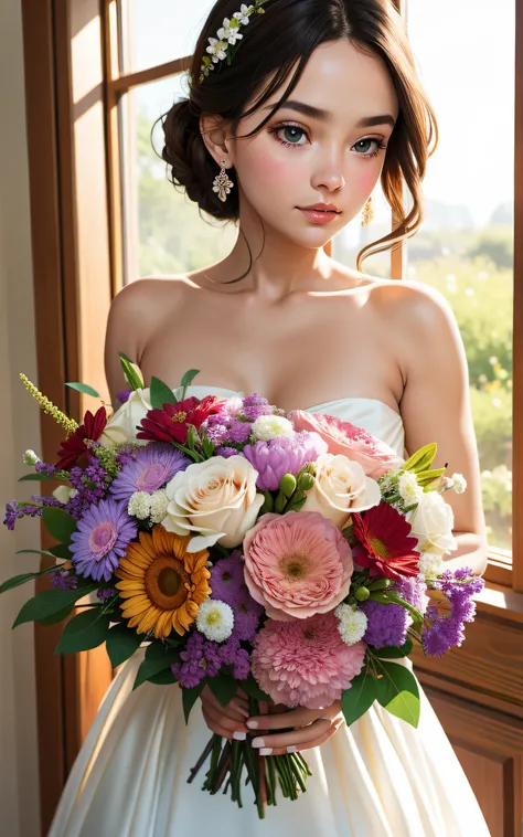 Beautiful and gorgeous bouquet in the morning light