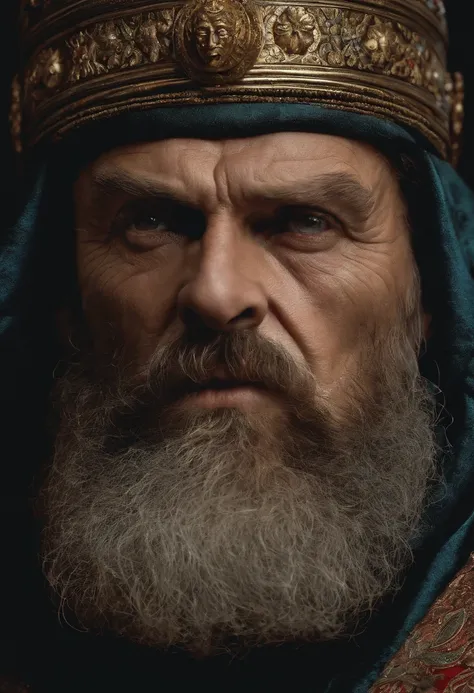 Ivan the Terrible with a face of anger and a face of madman,