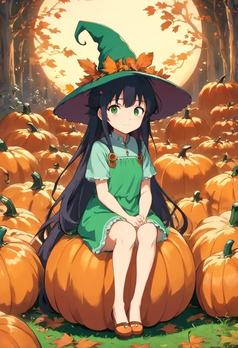 Bom em Ccabelo,1Menina,sitting on 1Strange pumpkin,whole body view,Scary pumpkin background,vestido como uma bruxa,Witch hat grandiosoe,coxa_Alto,Mini_saia,grandioso_Quadris,odd,Fantasmas, dia das bruxas, gigantesco_peito,recorte de clivagem,Corar,Ahegao_r...