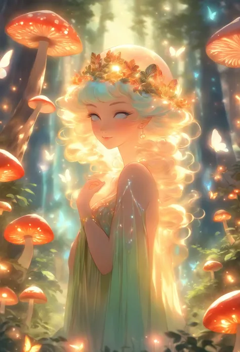 (best quality,ultra-detailed),mushroom forest queen goddess,ethereal,enchanted forest,beautiful detailed eyes,beautiful detailed lips,flowing gown,graceful pose,fairy wings,halo of light,magical crown,glowing mushrooms,whispering trees,mystical atmosphere,...