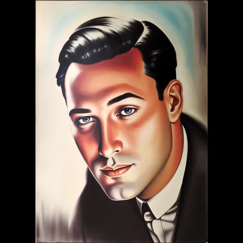 Arafed retrato de um homem em um terno e gravata, 1 9 2 0 s ator de cinema, art deco portrait, inspirado por George Hurrell, closeup retrato da cena do filme, inspirado em Edward Corbett, retrato colorido, rendering of close up portrait, inspirado em Rolf ...