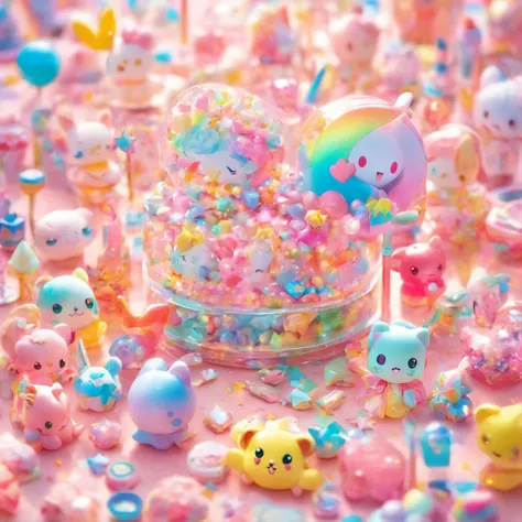 Lots of Girl Toys Glitter Cute Magical Girl Makeover Items Plastic Toys Magic Wand Magic Compact Pastel Color Pop Art-AR1:1 - Rainbow 5