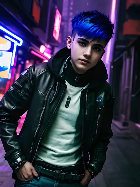 Change background cyberpunk boy realistic face ultra hd