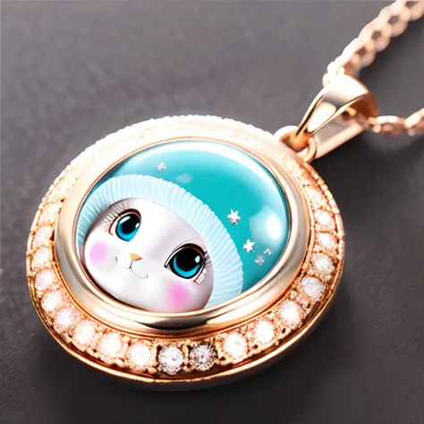 animesque、Cute Kamado Nezuko、Sparkling Diamond Necklace