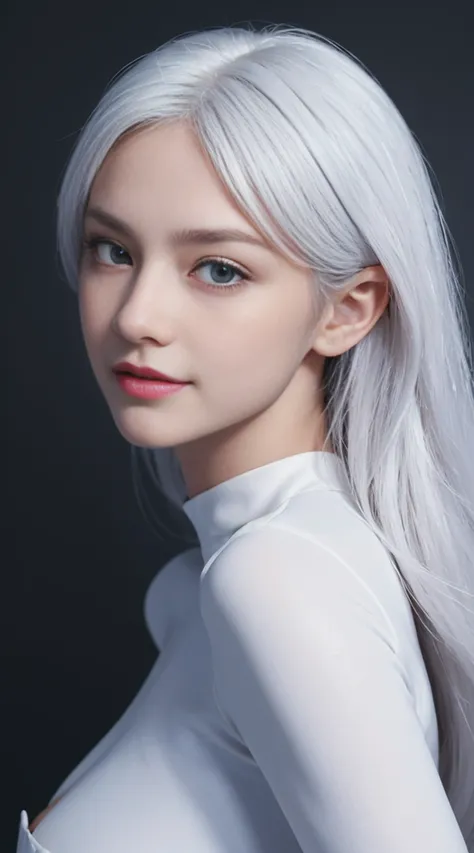 8K, Top Quality, Intricate Details, Ultra Detail, Ultra High Resolution, Masterpiece, random angle,  Slender, Smile, (Makeup: 0.4), (Fluffy Blue Eyes: 1.21), blue Eyes, looking at viewer, ((full body)), 1girl, solo, 1 girl, (( full body)), close up shot, ,...