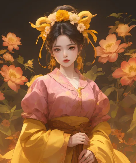 Pink and yellow、Standing in front of the wall、Woman painting, ethereal stills, a stunning young ethereal figure, soft ethereal lighting, Ether backlight, ethereal and otherworldly, with ethereal light, ethereal glow, Ethereal light, Ethereal dreamlike ligh...