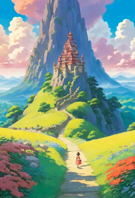 solid color backdrop, In a distant kingdom, where magic and nature coexist in harmony, ghibli