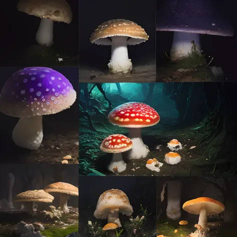 mushroom, fly agaric, many fly agaric, many mushrooms, array of mushrooms, mushrooms, crystall, crystalls, extensive landscape u...