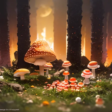 mushroom, fly agaric, many fly agaric, many mushrooms, array of mushrooms, mushrooms, crystall, crystalls, extensive landscape u...