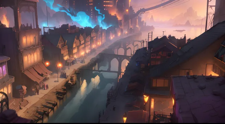 League Of legend: Vaun is a vast district connected to Piltover, which extends into the valleys and deep canyons below. The little light that reaches this «lower town», filtered by the thick smoke emanating from the interlacing of rusty pipes that it is do...