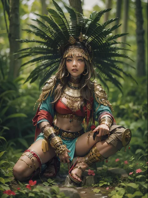 Beautiful woman in insanely complex Amazon warrior costume