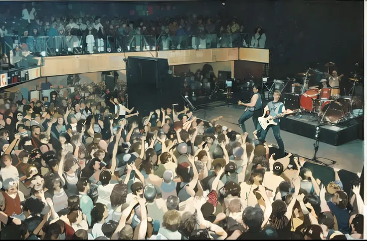 arafed view of a crowd of people in a concert hall, live 1 9 8 6, masterpiece!!!, in front of a large crowd, 90s photo, punk concert, concert photo, 90s photo, taken in the early 1990s, mosh pit, by Ottó Baditz, 1989, masterpiece!