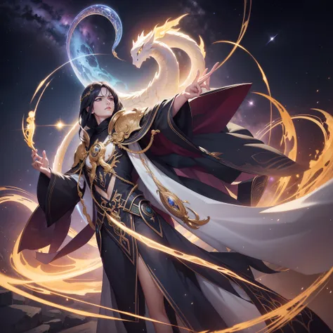 n измерение, Where the stars collide, the legendary serpent Orochi appears as the embodiment of heavenly fury. His body is a symphony of shining colors, Mirror image of the birth of stars. His eyes burn with cosmic fire, and antennae of energy arc around i...