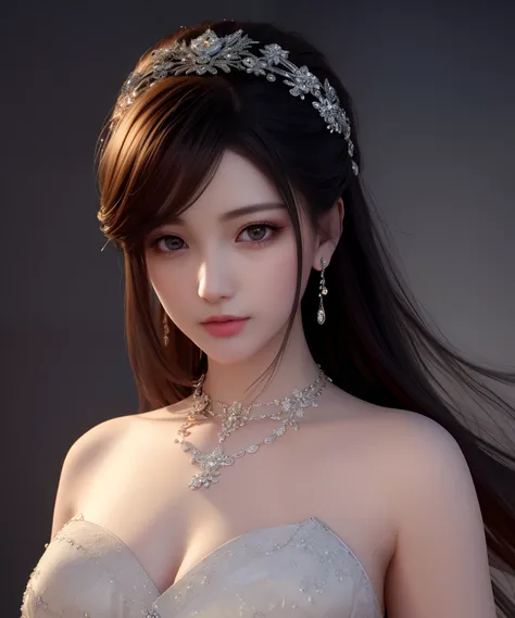 Best quality, masterpiece, high resolution, 1girl, porcelain dress, hair accessories, necklace, jewelry, beautiful face, on the body, Tyndall effect, realistic, dark studio, edge lighting, two-tone lighting, (high detail skin: 1.2), 8k UHD, dslr, soft ligh...