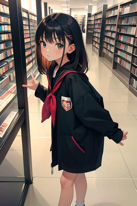 （​masterpiece，Highest Quality），atlibrary，10years old girl，A dark-haired