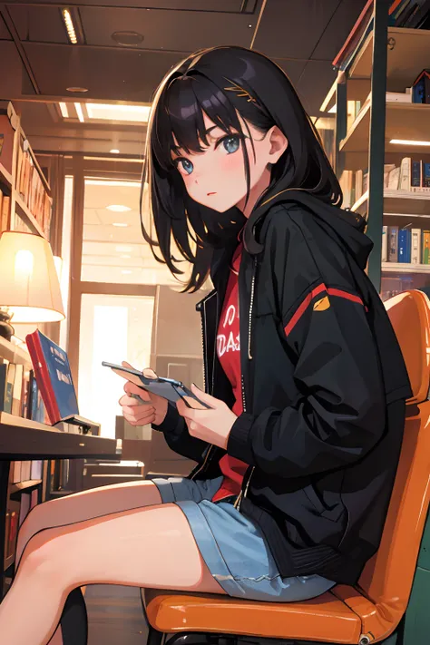 （​masterpiece，Highest Quality），atlibrary，10years old girl，A dark-haired