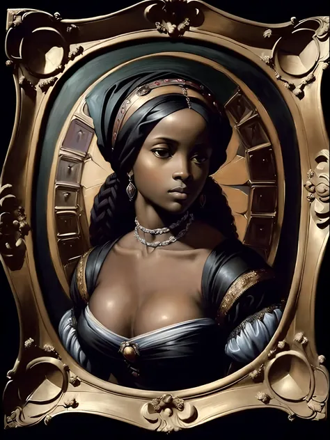 (Renaissance oil painting of a beautiful black woman:1.3), best quality, masterpiece, expressive, thrilling, 256k, epic, crepuscular lights, (by Michelangelo, by Rafael, by Rubens:1.2), chiaroscuro, best quality, masterpiece, (best hands)