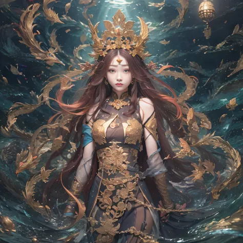 32K transparent，Close-up of the back behind（tmasterpiece，k hd，hyper HD，32K）Gold silk python pattern，flowing dark hair，I opened my eyes，Look at the water trails on the ground，muttering。 Thats what I did？Thats amazing。 aaaaaaaaaax~ Kushina held her head and ...