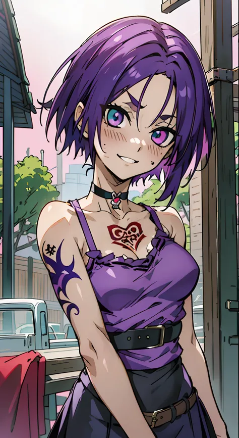 masutepiece, Best Quality, Ultra-detailed, Colorful,Up-close, Hyper-detailing，purple color  hair, Reo Mikage, Blue Lock, no sleeves, Camisole and cheongsam, chinese clothes, Chest exposure, Underwear, Ruffled underwear, Metamorphosis is exposed, Choker, Bl...