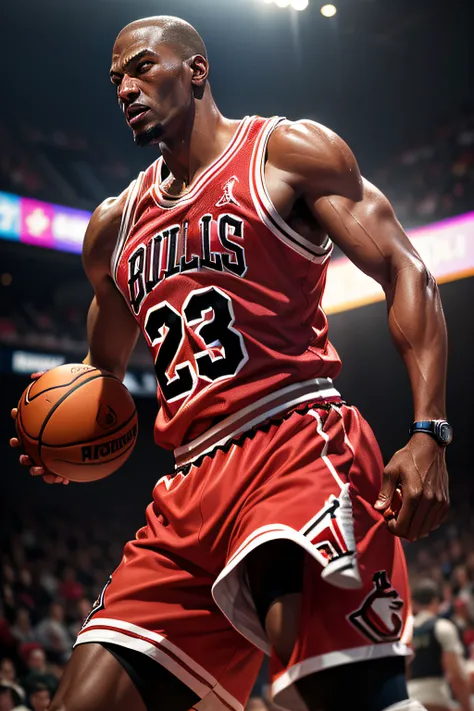 Ultra-realistic image of Michael Jordan in a moment of great vibrancy