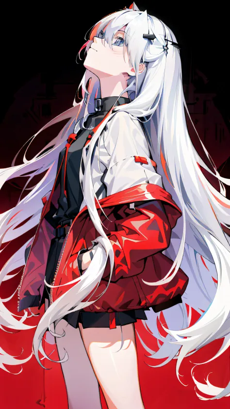 anime girl with long white hair and red purse, from arknights, white haired deity, badass anime 8 k, azur lane style, best anime...