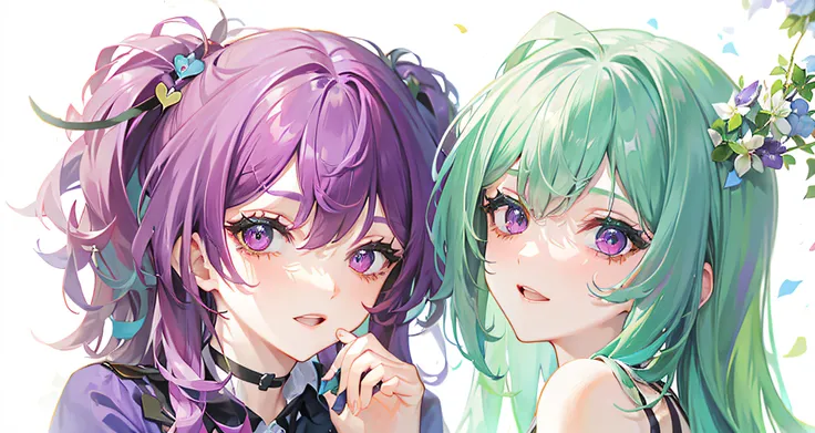 Purple hair，Blue-green hair