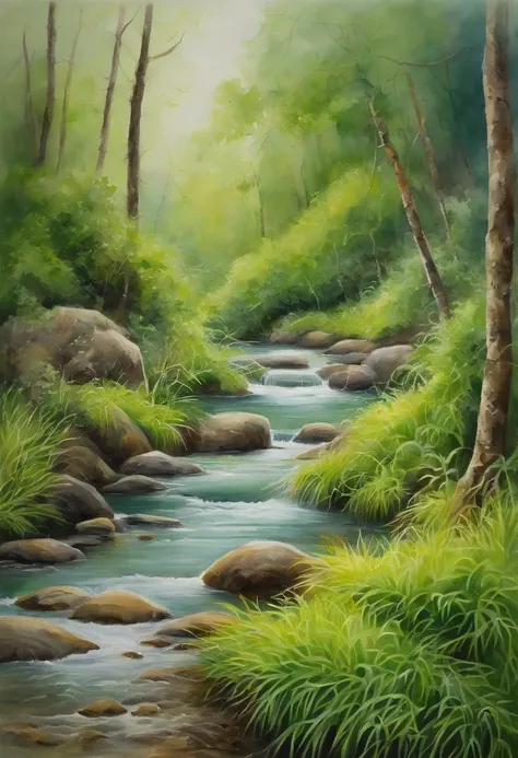 Green lawn park，Bulbophyllum pale dew as frost，Jiang Lan is on the shore The mountains and rivers have fallen，Photorealistic，Best quality, Works of masters