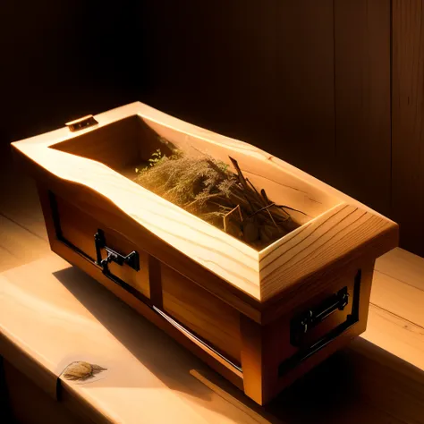 Small wooden coffin to bury bird