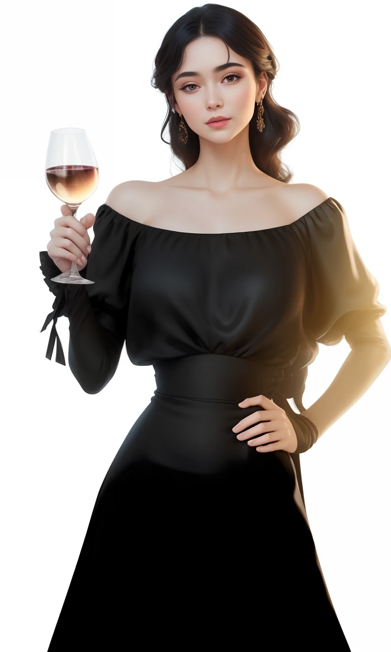 (best quality), big head, silk dress, black dress, black details hair , curly hair , elegant , classy , holding wine details hand, wine , independent , Fancy , ultra Hd , 8k , expensive , luxury, elegant women , old money , details hand