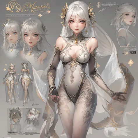 ((Masterpiece, Highest quality)), Detailed face, CharacterDesignSheet， full bodyesbian, Full of details, Multiple poses and expressions, Highly detailed, Depth, Many parts，beuaty girl，Detailed eyes, ssee-through，lacepantyhose，estilo fantasia，Extremely beau...