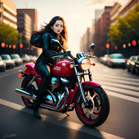 actress on a motorcycle