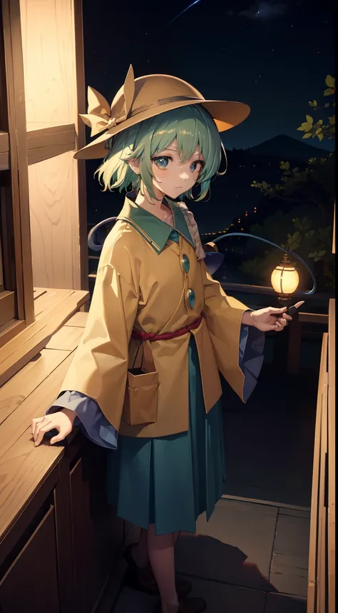 1 person Komeiji Koishi Sky Hat Standing Looking into the camera Night Shrine