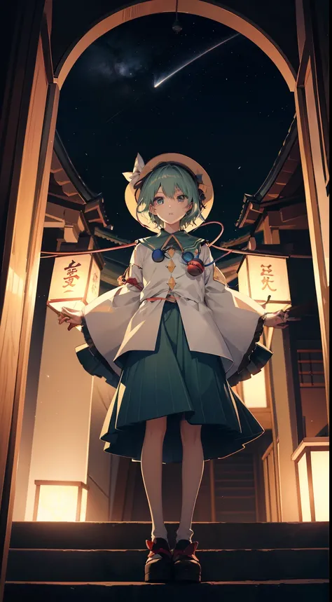 1 person Komeiji Koishi Sky Hat Standing Looking into the camera Night Shrine