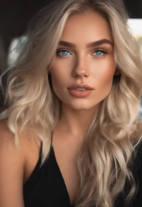 realistic, white, 20 year old, female, instagram influencer, best quality, blonde, 1 girl, blue eyes, beach