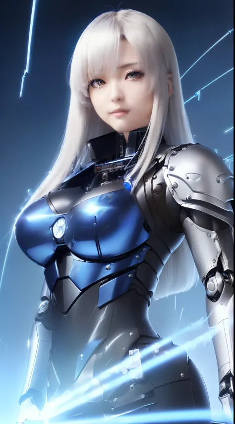 ((masutepiece)), ((top-quality), high quarity、ultra-definition, Realistic,  (Ultra-fine face)、fulcolor 、scientific fiction、Robot Police Woman、droid、(Mechanical joints)、Machine body、(Broken mechanical parts)、Thick wire joints、Broken mechanical armor、(Curvac...