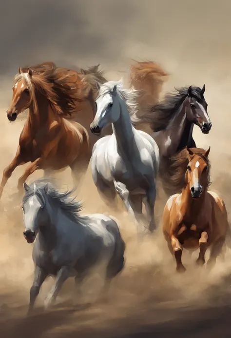 Fierce horses galloping，Eight horses