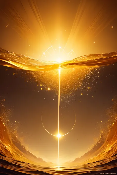 Create an abstract painting radiating a golden glow of hope. Imagine a vibrant and uplifting artwork where shades of gold blend seamlessly, casting a warm and illuminating light across the canvas. Picture abstract shapes and forms, each exuding a sense of ...