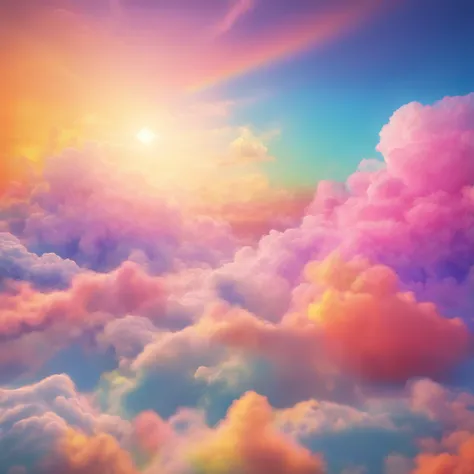 Colorful sky, colorful auspicious clouds, rainbow.