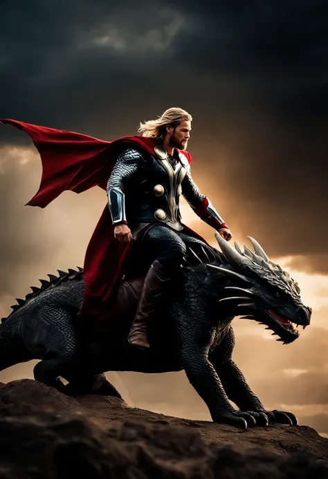 Thor riding dragon, the dragon suitable his suit