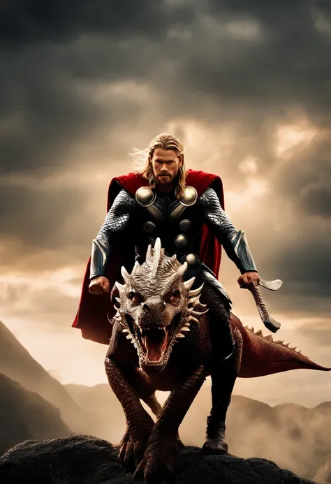 Thor riding dragon, the dragon suitable his suit