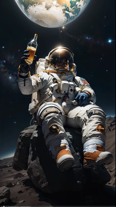 astronaut sitting on a rock with beer in hand, An astronaut relaxing in space, Astronauta na Lua, um astronautaa dando um sinal de paz, astronauta, 🚀🚀🚀, um astronautaa, An astronaut in space, Astronaut in Space, paper awesome wallpaper, Na lua, vazado da n...