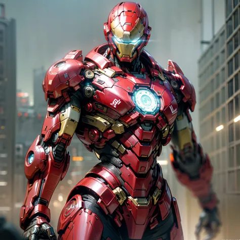 Iron Man DC Comics Cyber Punk Style (Masterpiece) (Best Quality) (Detailed) (8K) (HDR) (Wallpaper) (Cinematic Lighting) (Sharp Focus) (Intricate)